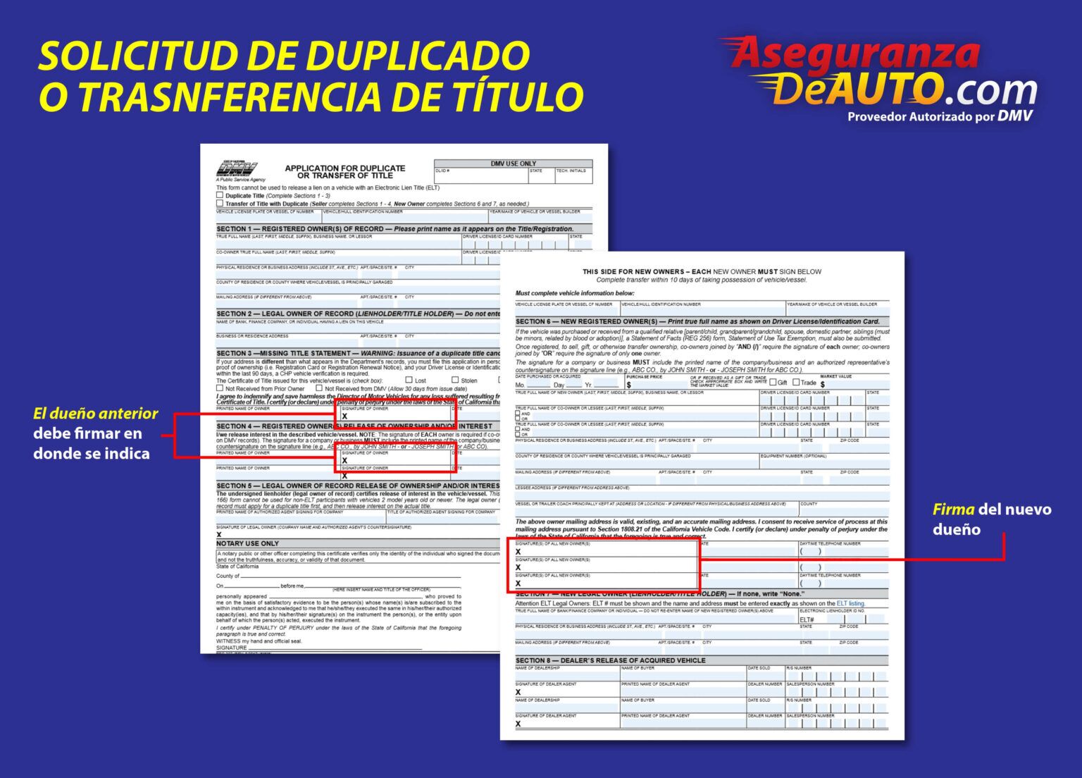 Cambiar De Nombre Un Carro Servicio Dmv Seguro De Auto 0737