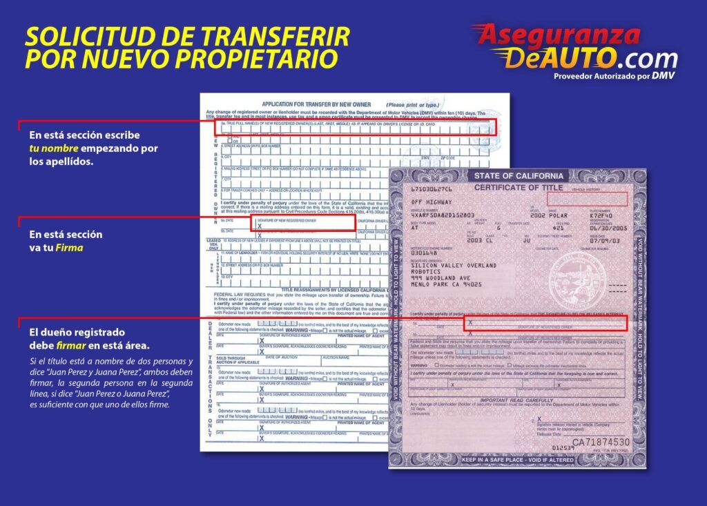 Cambiar De Nombre Un Carro Servicio Dmv Seguro De Auto